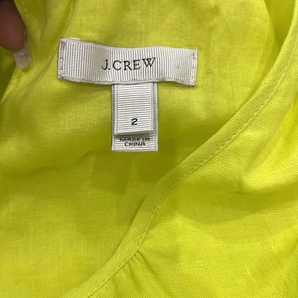 J Crew Dress Size 2 Cotton Bright Kiwi Neon Yellow Lime - Picture 3 of 3